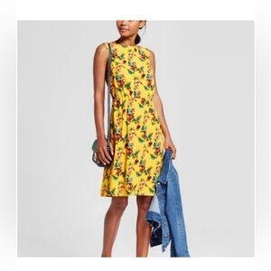 A New Day yellow floral sleeveless dress size L